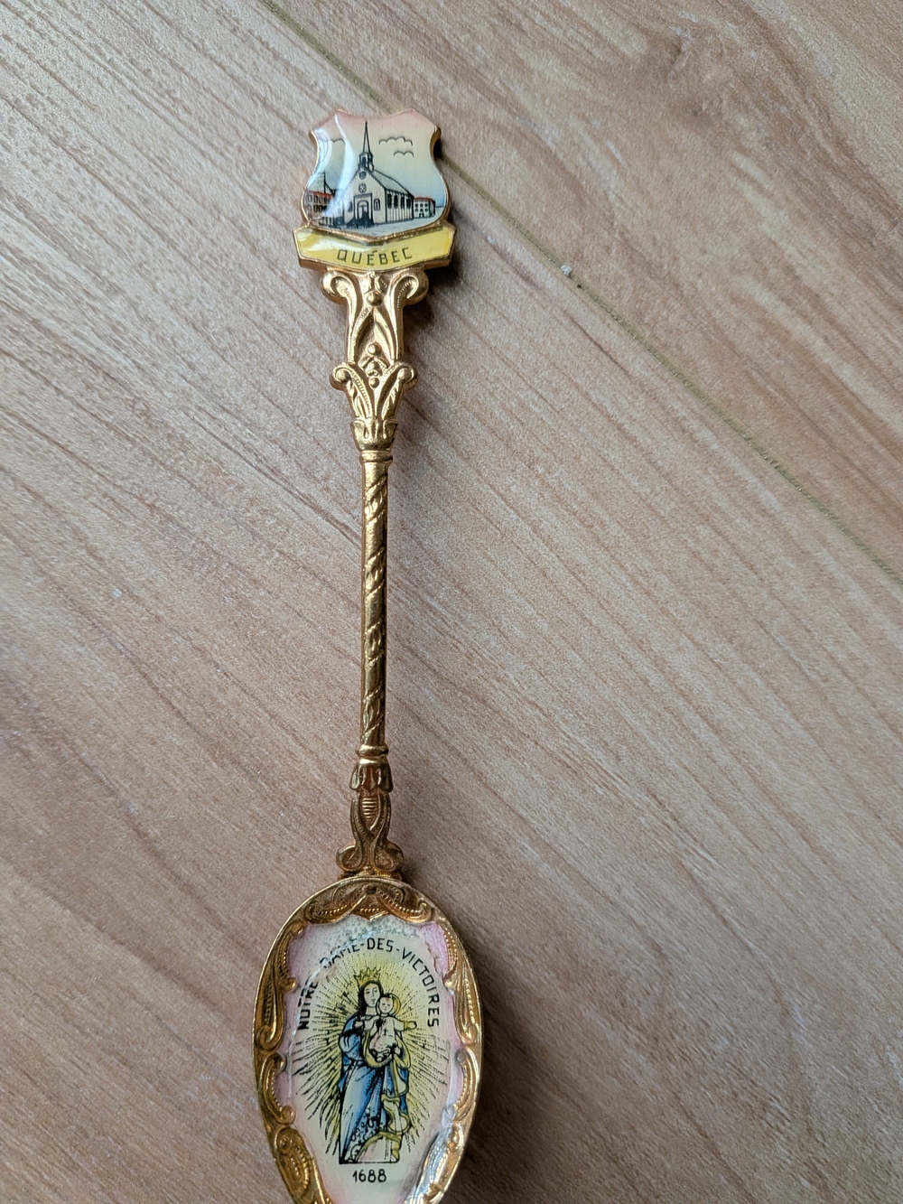 Gold Quebec Souvenir Decorative Spoon - Blue and Gold